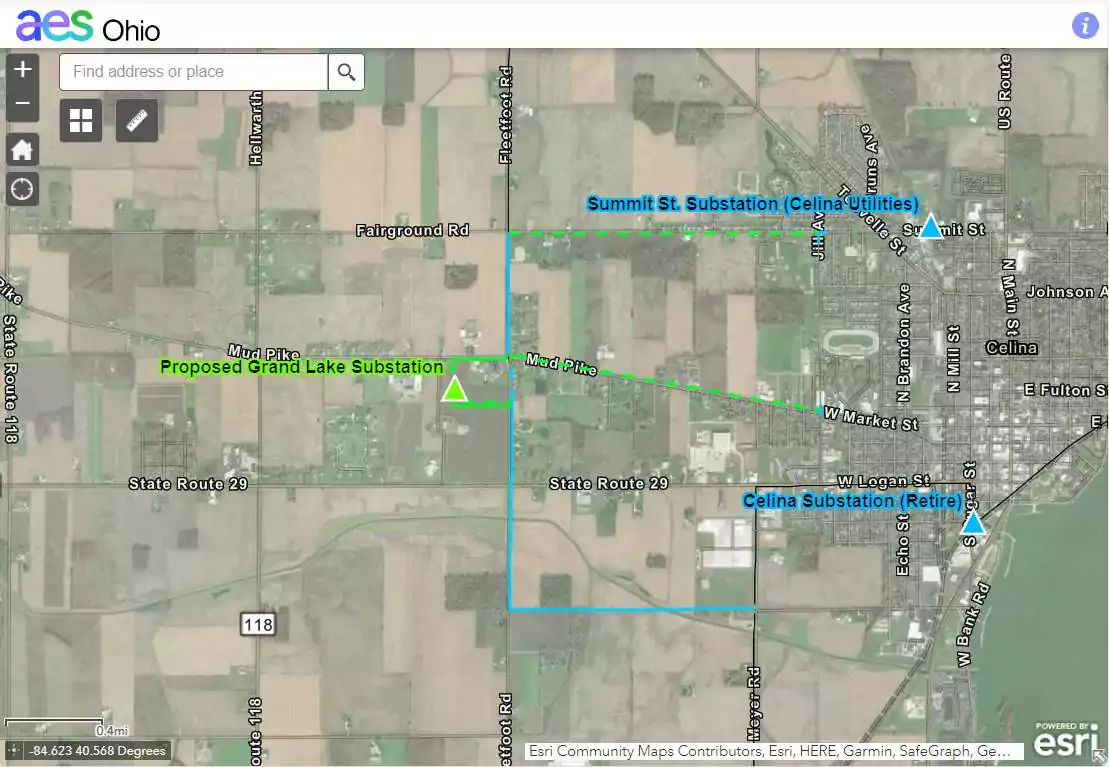 Celina Area Improvements Map by AES Ohio
